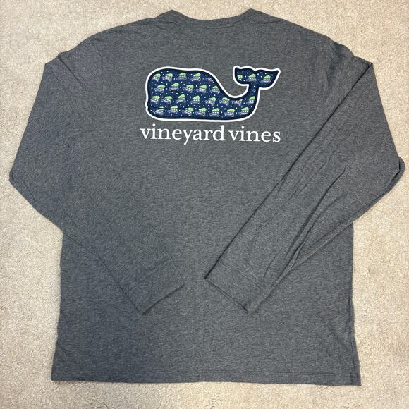 Vineyard Vines Christmas Holiday Woody Tree Graphic Pocket LS Shirt Size L - Picture 4 of 7